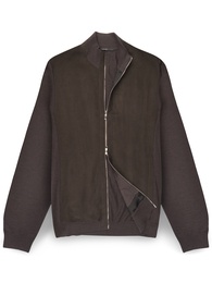 Комбинированный кардиган на молнии из пряжи "ZEGNA BARUFFA"